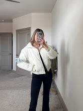 Load image into Gallery viewer, Blue Bow Puffer Jacket
